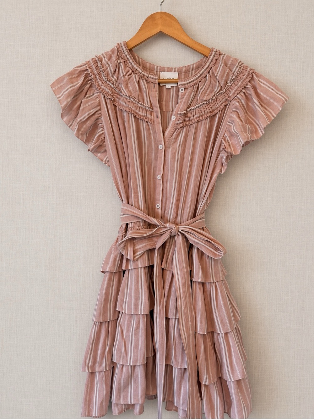 Sundays Boutique Brand Tiered Pink Ruffled Mini Dress